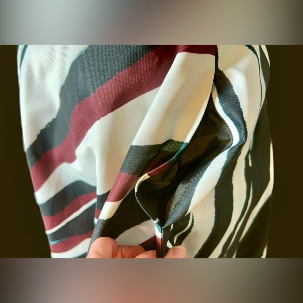 NWT Maslavi Jovani A-Line Black Striped Cocktail Dress, Beaded Waist & Pockets 4 - Picture 12 of 16